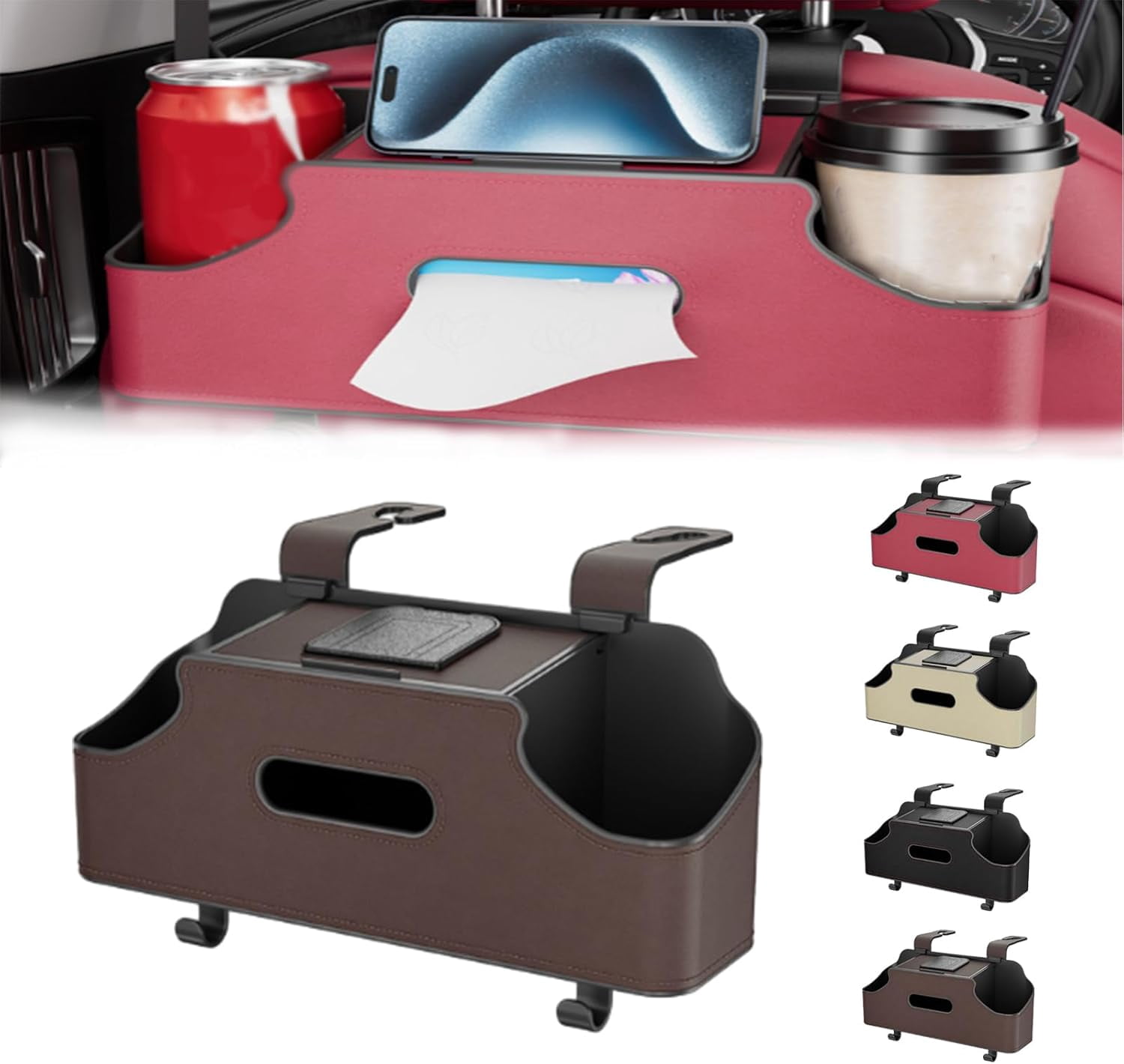 3-in-1 Car Backseat Organizer – Multifunctional Back Seat Storage with Tissue Holder, Carseat Back Storage Box for Travel/Road Trip​