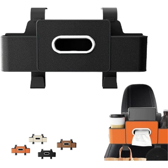 3-in-1 Car Backseat Organizer, Universal Cars Back Seat Storage Organizer Tissue Box and Storage with 2 Cup Holders and Hanging Hooks