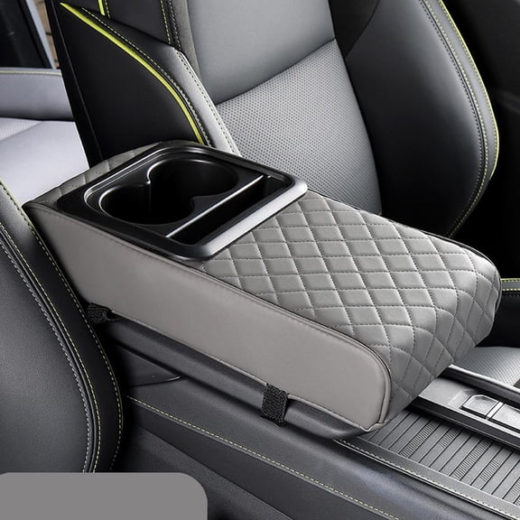 3-in-1 Car Center Console Cover with Cup Holder & Phone Slot, Soft Armrest Cushion for Most Vehicles, Universal Interior Organizer