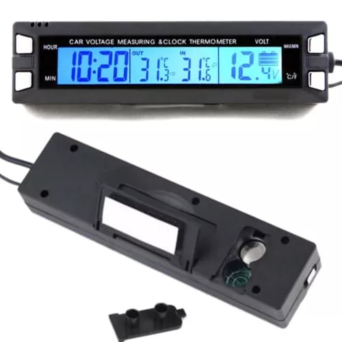 3 in 1 Car Clock Thermometer Car Temperature Clock Dashboard LCD Screen Voltage Alarm Thermometer Voltmeter