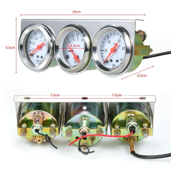 3 in 1 Car Meter Oil Pressure Fahrenheit Water Temperature Gauge Voltmeter 52mm Triple Kit
