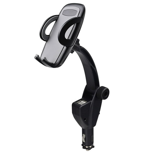 3in1 Car Mount Cigarette Lighter Rotatable Phone Holder with Dual USB