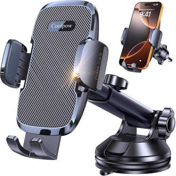 3-in-1 Car Phone Holder MountStrongest Suction & Military-GradeCell Phone Holders for Your Car Phone Holder Hands Free Camera Mount for for iPhone 1712, Comfortable Natural Video Recording