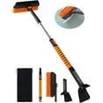 thumbnail image 1 of 3-in-1 Car Snow Brush and Ice Scraper with Silicone Squeegee 90° Fixed Rotation Ergonomic Aluminum Foam Grip Handle 43.3" Extendable for Car Truck SUV Winter Snow Removal, 1 of 6