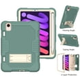 thumbnail image 1 of 3-in-1 Case for Apple iPad Mini 2021 (8.3 Inch, 6th Generation) Tablet - Silicone/Plastic Composite Case, Shockproof Drop Proof Rugged Cover, Built-in Pencil Holder Kickstand Hard Shell (Green), 1 of 5