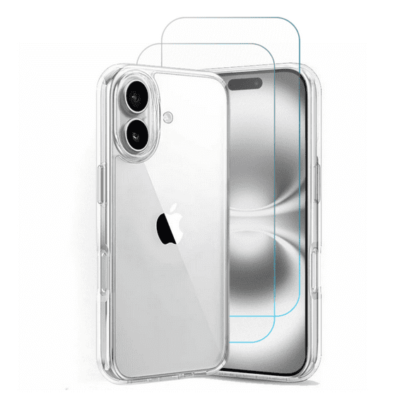 3-in-1 Case Bundle for iPhone 17, Crystal Clear Case, [Yellow Resistant] Slim Fit Shockproof with 2 Clear Screen Protectors