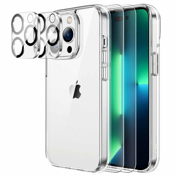 [3 in 1] Case for iPhone 14 Pro 6.1-Inch Screen Protector Camera Lens Protector with Full Coverage Tempered Glass Film
