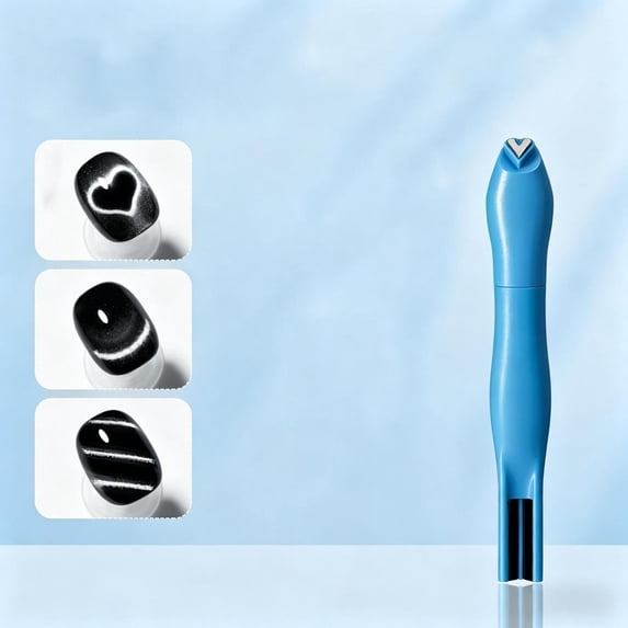 3-in-1 Cat Eye Nail Magnet Pen, Heart & Line Design Magnetic Nail Art Tool for 3D Cat Eye Gel Polish Effects, Portable Manicure Magnet Stick for Home Salon