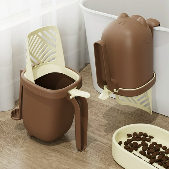 3-in-1 Cat Litter Scoop with Waste Bin and Holder, Portable Poop Disposal System with Built-in Bag Dispenser, Plastic Litter Box Accessory, Easy Clean Tool for Pet Owners