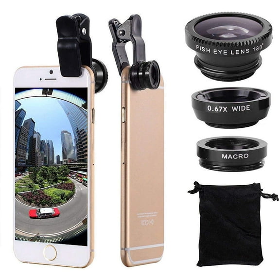 3 in 1 Cell Phone Camera Lens Kit from Ustris, Wide Angle Macro Fisheye Lens Universal for Smart Phones Samsung Android