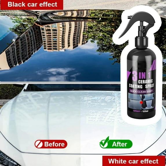 3-in-1 Ceramic Coating Liquid for Cars - 30ml Auto Cleaner, Protectant & Gloss Enhancer for Paint/Glass/Metal Surfaces (Easy DIY Application 100ml)