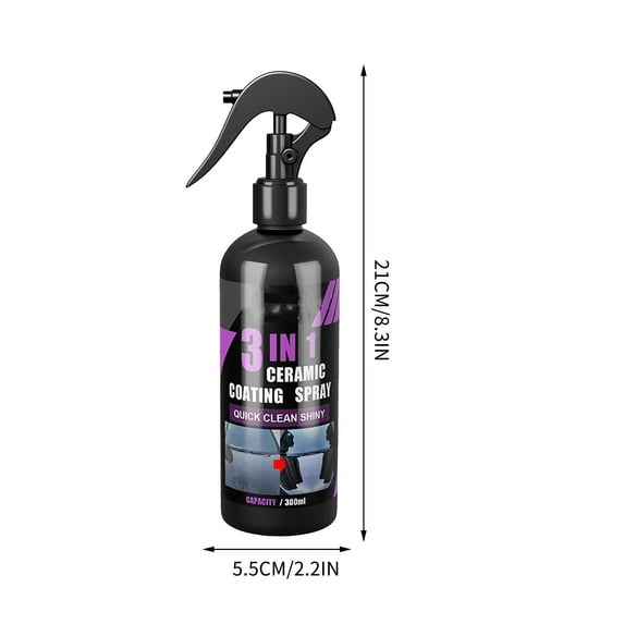 3-in-1 Ceramic Coating Liquid for Cars - 30ml Auto Cleaner, Protectant & Gloss Enhancer for Paint/Glass/Metal Surfaces (Easy DIY Application 300ml)