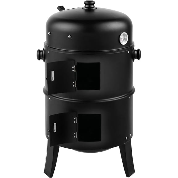 3-in-1 Charcoal Grill and Smoker Grill, 31 x 16 x 19'' Portable BBQ Grill with Built-in Thermometer, Adjustable Vent, Easy to Clean for Camping, Backyard, Parties