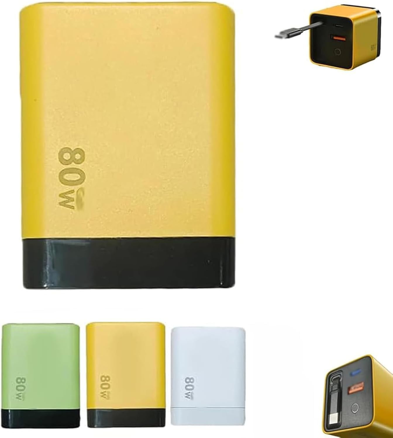3 in 1 Charger Retractable 80w Max Fast, 3 in 1 Charger Retractable Fast, Scalable 80w Max Fast Charger Module with Type C Cable and 2 USB Ports