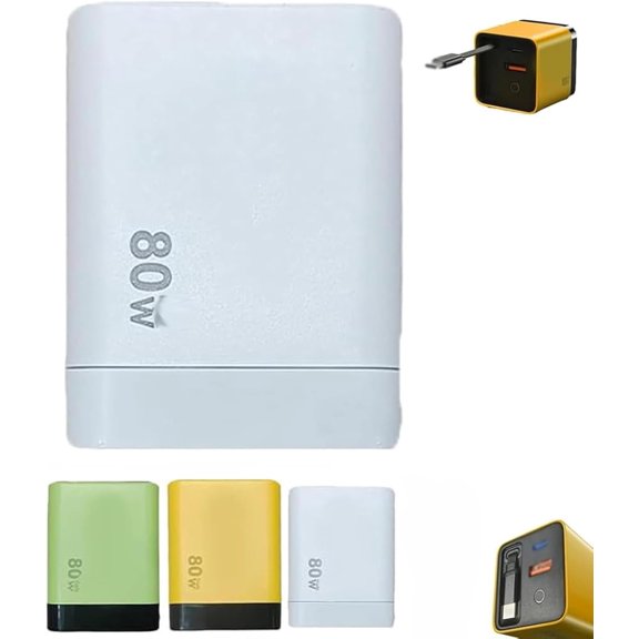 3 in 1 Charger Retractable 80w Max Fast, 3 in 1 Charger Retractable Fast, Scalable 80w Max Fast Charger Module with Type C Cable and 2 USB Ports