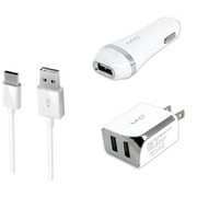 3-in-1 Chargers for Oppo Reno6 5G,A95, Oppo A54s, A56 5G, K9s, A55, F19s, K9 Pro, Reno6 Pro 5G (Snapdragon), Reno6, Reno6 Z, A16 (White) - 2.1Ah Car Charger + Home Charger Adapter + USB Cable