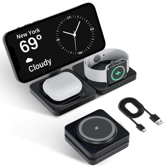 3 in 1 Charging Station for iphone, Wireless Charger for iPhone 17/16/15/14/13 /12/Pro/Max/Plus, Magsafe Accessories Charger for Airpods, iWatch
