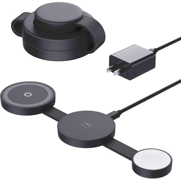 Magsafe Charger Fodable 3 in 1 Charging Station Compatible with iPhone16 15 14Pro Max, Andorid, Wireless Charger Dock Compatible for Apple Watch & AirPods 4 3 Pro, Black