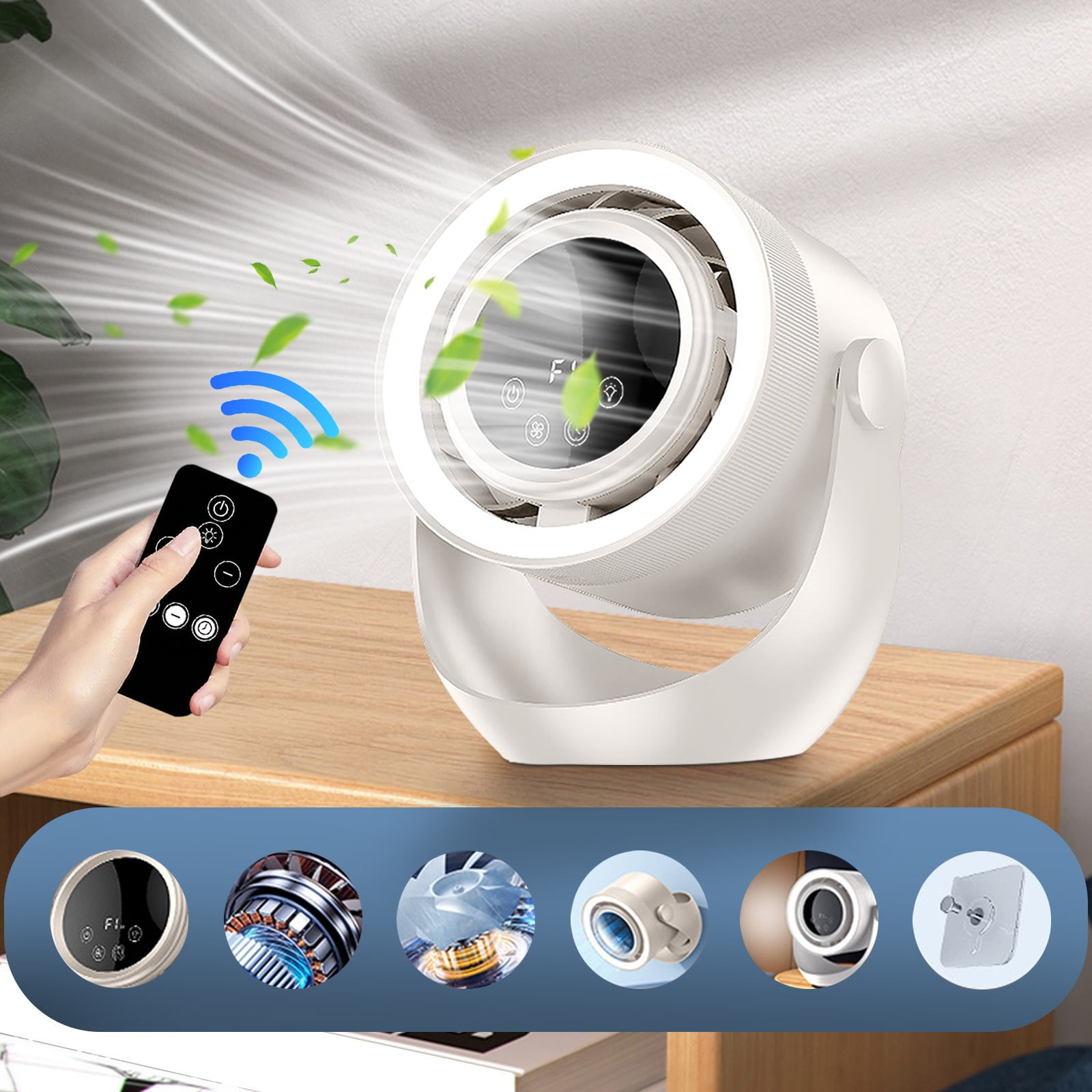 Air Flow Remote Control 3-in-1 Circulating Fan, Wall-Mounted, Desktop, and Hanging Use, 4000mAh ...