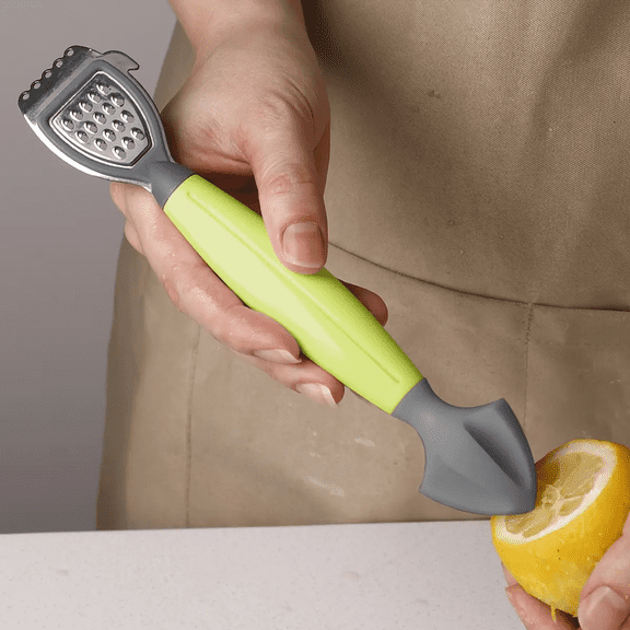 3-in-1 Citrus Zester, Peeler & Juicer Tool, Stainless Steel Lemon Zester with Ergonomic Soft-Grip Handle, Multi-Function Citrus Peeler and Fruit Juicer for Lemons, Limes, Oranges & Grapefruits