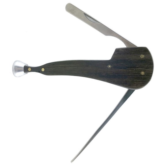 3-in-1 Classic Wood Pipe Shape Stainless Steel Tobacco Reamer Tamper Tool - 6305