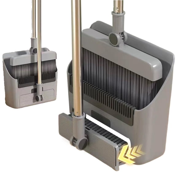 3-in-1 Cleaning Set Broom and Dustpan with Floor Brush, 180° Rotating Head, Foldable Dustpan, Long Handle Household Cleaning Kit for Home Use