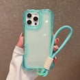 thumbnail image 1 of 3-in-1 Clear Phone Case For iPhone 16 Pro Max,Shockproof Protective Transparent Case,Heavy Duty Protection,With Wrist Strap,Rugged Anti-drop Non-Slip Tough Durable Phone Case,Lightblue, 1 of 10