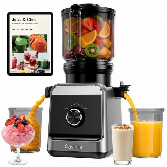 3-in-1 Cold Press Juicer Machine, Filter-Free Slow Masticating Juicer for Juice, Nut Milk & Sorbet, 6.5" Extra Large Feed Chute, 100 oz Large Capacity Hopper, Dishwasher Safe