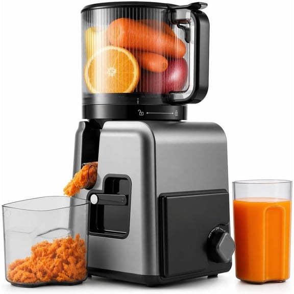 3-in-1 Cold Press Juicer Machines, 6.5"  Chute for Whole Fruit, Slow Masticating Juicer with Sorbet & Nut Milk Maker, , 100 OZ Hopper, Easy Clean, Oxide Gray