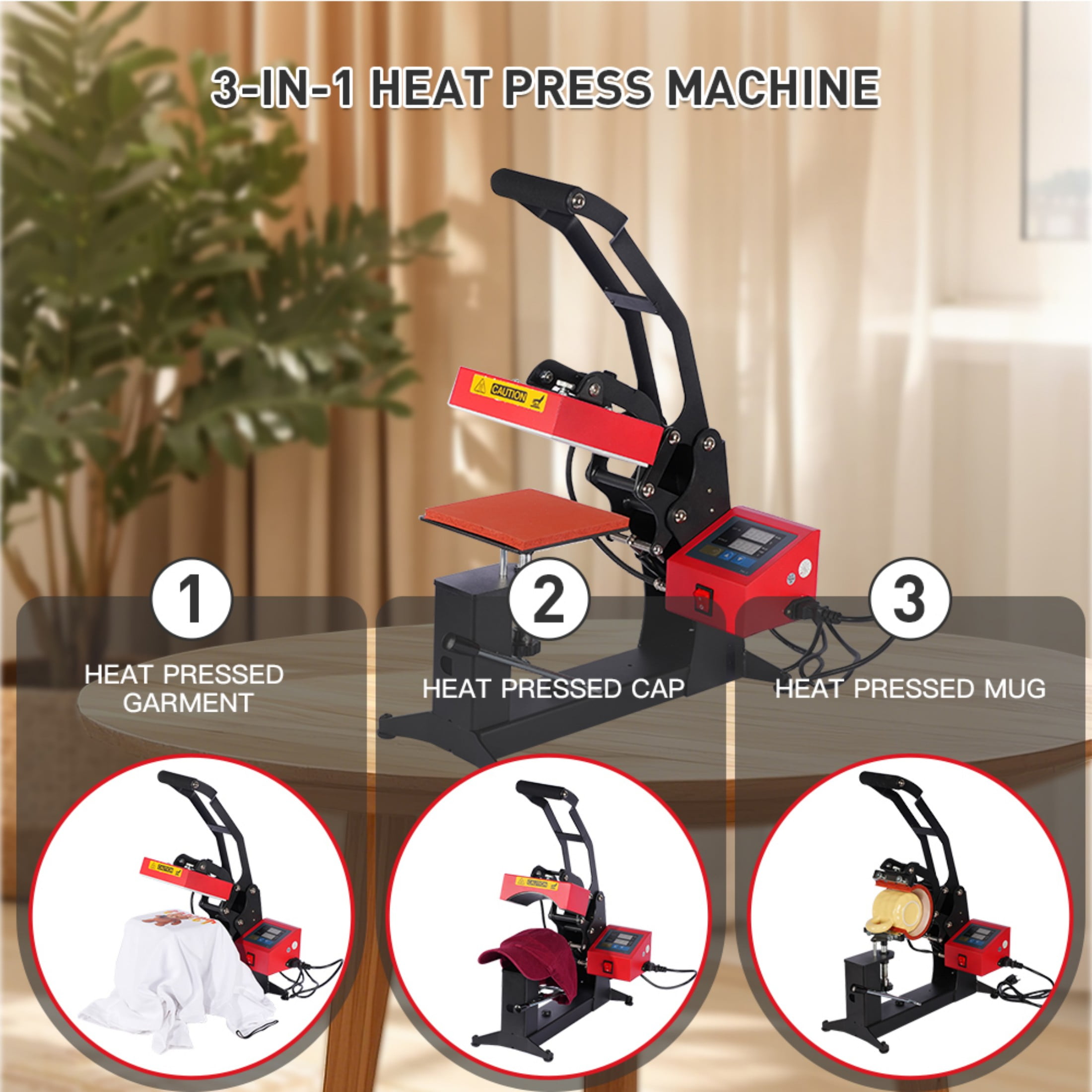 3 in 1 Combo Heat Press Machine for Cap,Label,Cup