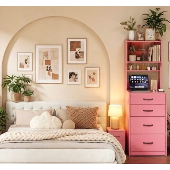 3-in-1 Compact Makeup Vanity Desk, Flip-Top LED Mirror with 3 Color Modes & Stepless Brightness, USB & AC Charging Station, 3 Drawers, Adjustable Cabinet, Jewelry Organizer and Hidden Chair Pink