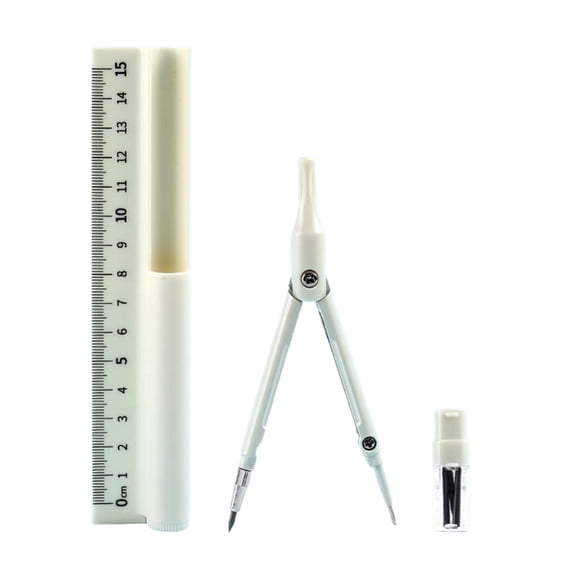 3 in 1 Compasses Geometry Straight Ruler with Pencil Set, Multifunction Drawing Compasses Math Geometry Stationery Tool