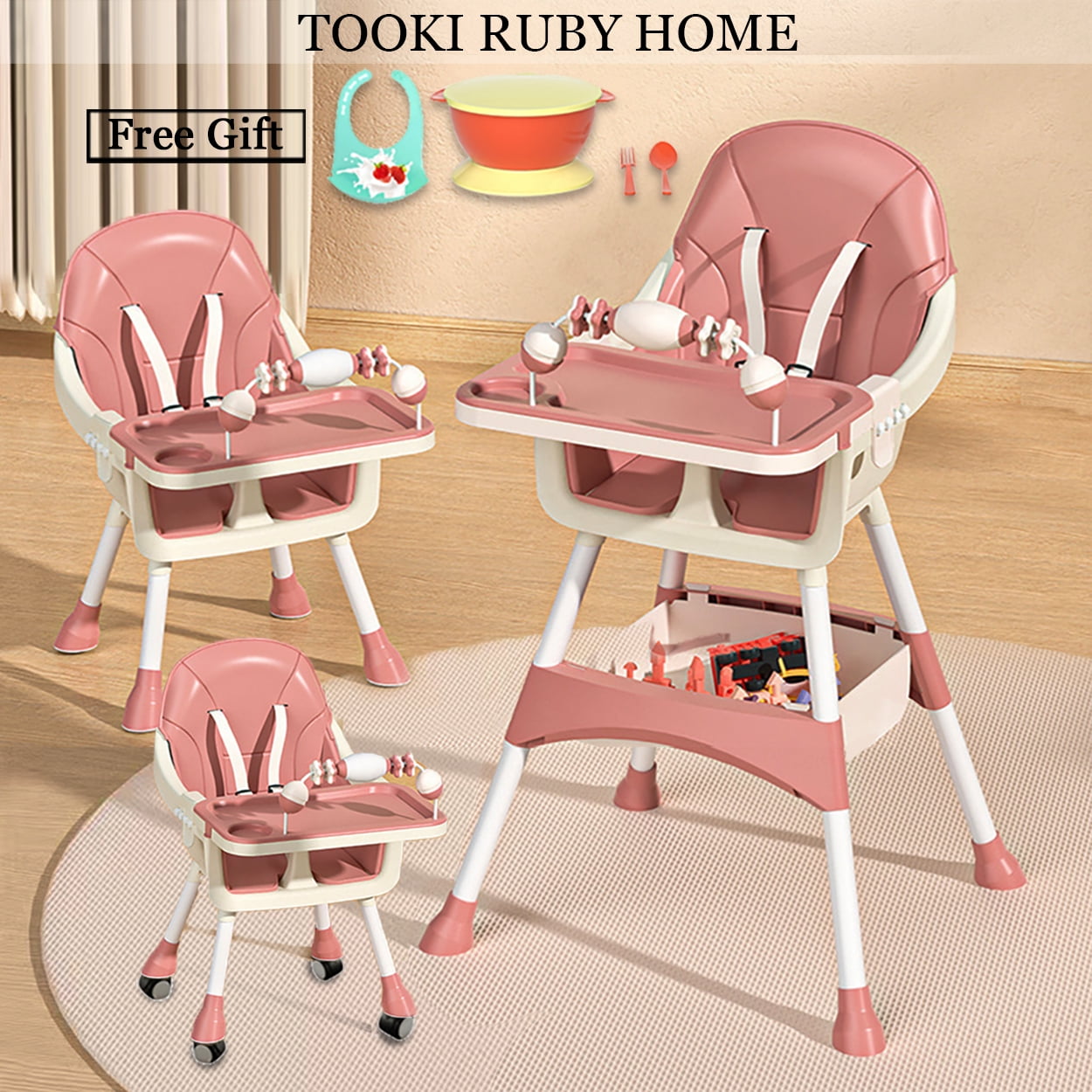 3in1 Convertible Baby High Chair for Babies and Toddlers, Booster