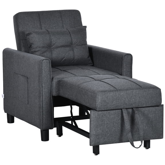 3-in-1 Convertible Chair Bed | Transformable for Small Rooms, Adjustable Backrest | Polyester Fabric with S Springs | Solves Space - Saving and Comfort Issues