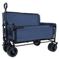 thumbnail image 1 of LuckyNote 3-in-1 Foldable Wagon Cart with Bench Seat, 500lb Capacity Heavy Duty Utility Wagon, All Terrain Wheels for Camping Beach and Groceries, Dark Blue, 1 of 10