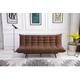 thumbnail image 1 of 3 in 1 Convertible Futon Sofa Bed, Soft Fabric Tufted Lounge Sofa Bed Living Room Couch, Brown, 1 of 3