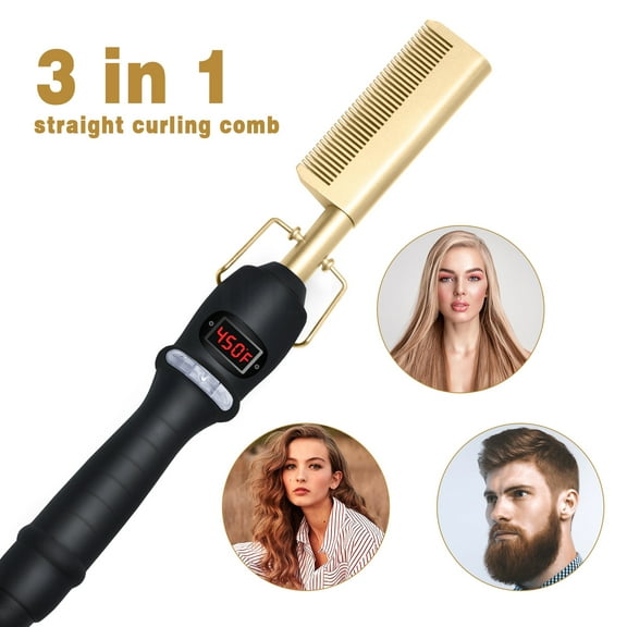 3-in-1 Convertible Hair Styler, Professional Curling Iron & Heated Round Brush Combo with Detachable Brush Head, Ceramic Tourmaline Barrel for Frizz Control & Shine