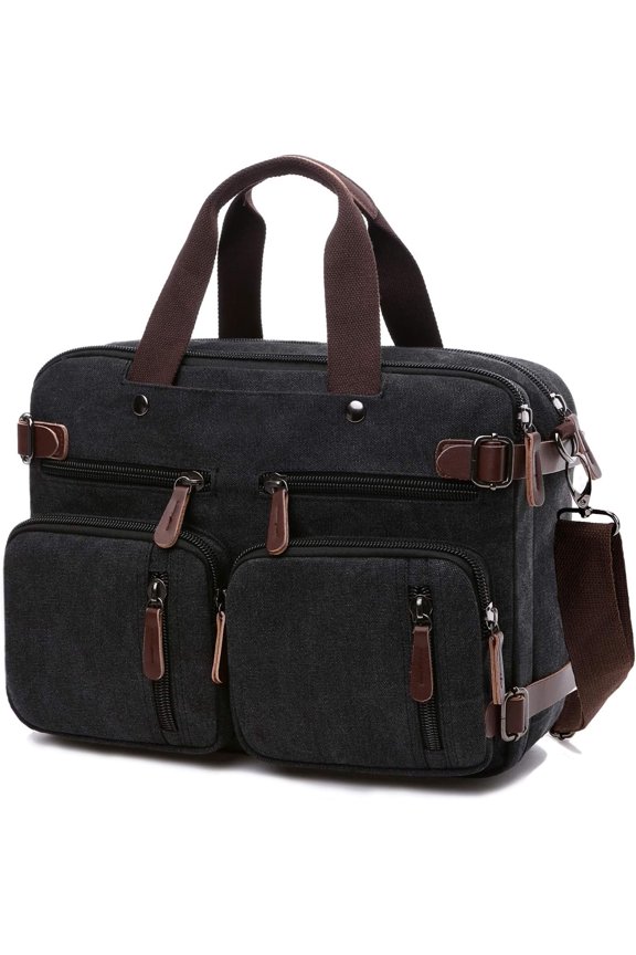 3 in 1 Convertible Laptop Backpack, 17.3 inch Messenger Bag for Men, Multi-Functional Travel Laptop Bag for College Men Women (17.3 Inch, Black)