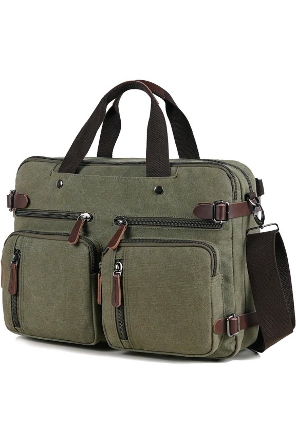 3 in 1 Convertible Laptop Backpack, 17.3 inch Messenger Bag for Men, Work Briefcase Travel Bag for Men Women (Green, 17.3 Inch)