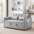 thumbnail image 1 of 3-in-1 Convertible  Loveseats  Sleeper Pull Out  sofa bed ,55"Modern Velvet Double sofa Couch  with Adjustable Backrest and Side Pocket for living room,Aprtment,Gray, 1 of 9