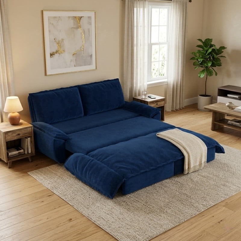 3-in-1 Convertible Sleeper Sofa Bed, 73.2" Queen Pull Out Sofa Bed, Velvet Loveseat Bed Couch Bed for Living Room Apartment Small Places