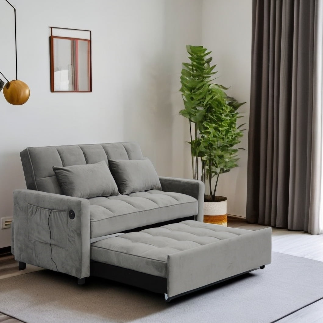 3 in 1 Convertible Sleeper Sofa Bed, Modern Fabric Loveseat with ...
