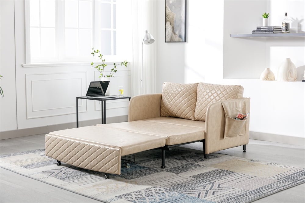 3 in 1 Convertible Sleeper Sofa Bed Modern Linen Upholstered