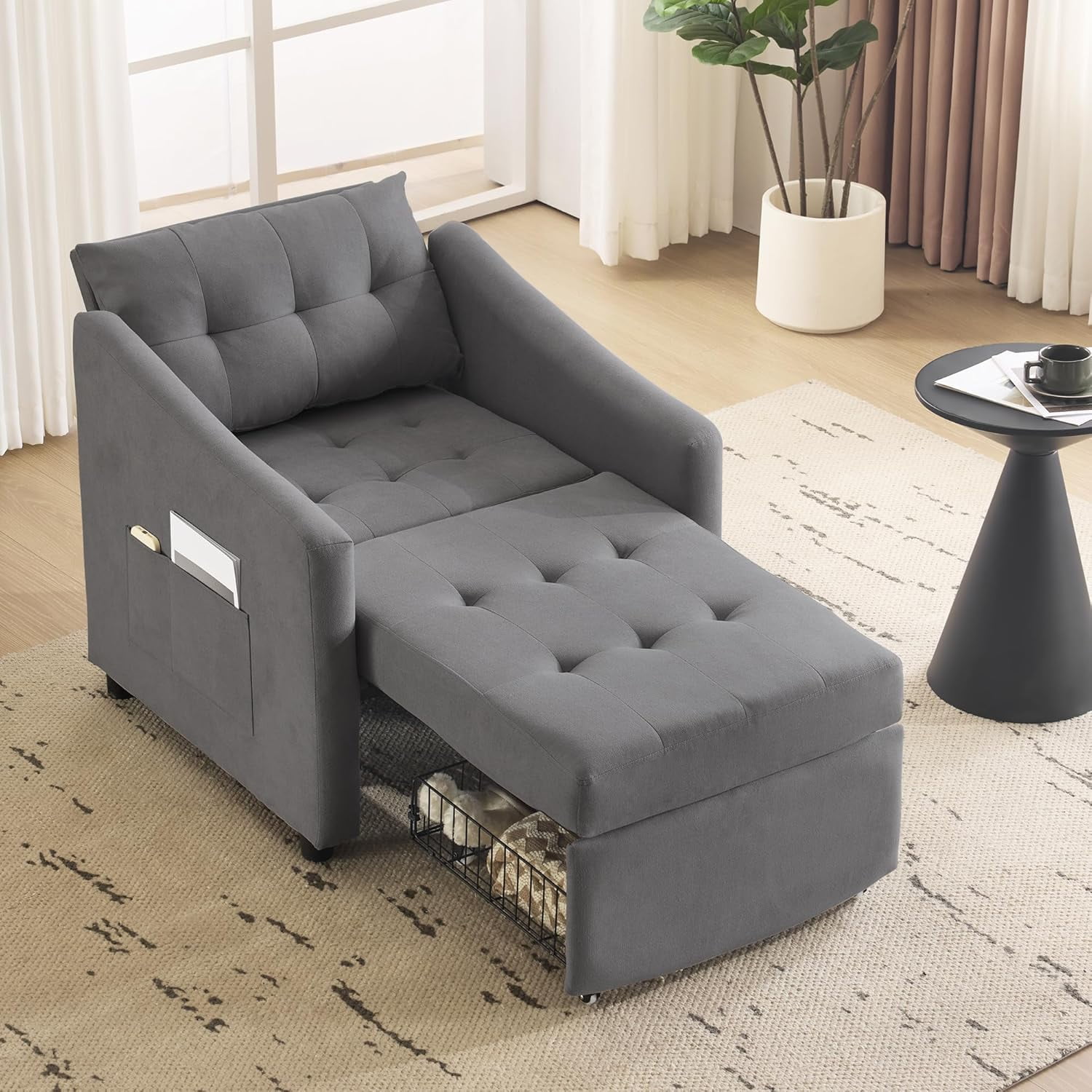 3-in-1 Convertible Sleeper Sofa Bed with Storage Drawer, Adjustable ...