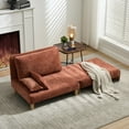 thumbnail image 1 of 3-in-1 Convertible Sofa Bed, 74-inch Long Folding Sleeper Chair with 3 Pillows and Side Pockets, Comfy Chenille Cloud Couch, Oversized Accent Chair for Living Room, Orange, 1 of 8