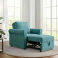 thumbnail image 1 of 3-in-1 Teal Convertible Sofa Bed Chair for Adults: Modern Linen Sleeper, Lounger, Single Bed with Adjustable Backrest for Apartments & Small Spaces, 1 of 16
