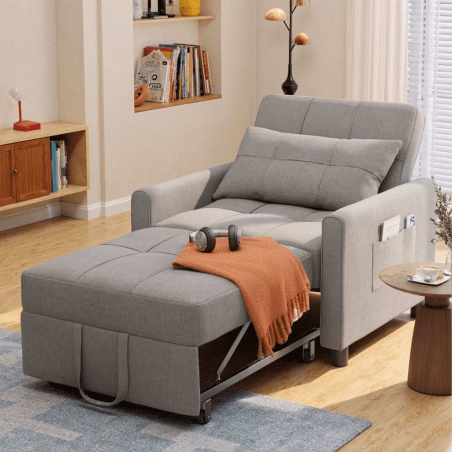 3 in 1 Convertible Sofa Bed Chair for Living Room Aiho Sleeper Sofa Bed for Living Room Dark Gray