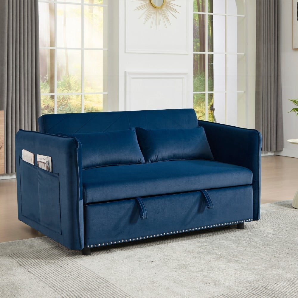 3 in 1 Convertible Velvet Loveseat Sofa Bed with Storage & Reclining ...