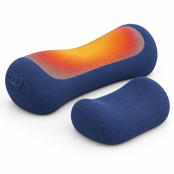 3-in-1 Cordless Navy Blue Heated Neck Support Pillow for Neck and Shoulder