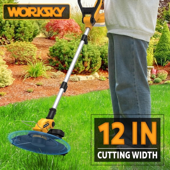 3 in 1 Cordless String Trimmer Compatible with Dewalt 20V Battery, 12 Inch Electric Weed Wacker with Auto Line Feed for Yard Garden Grass